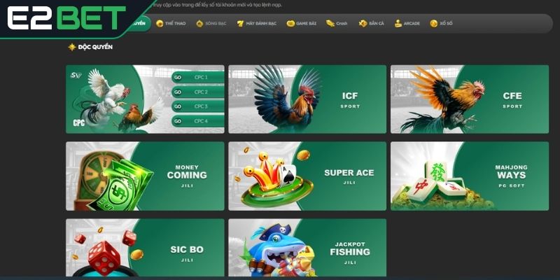 Giới thiệu E2bet qua các sản phẩm cá cược hấp dẫn