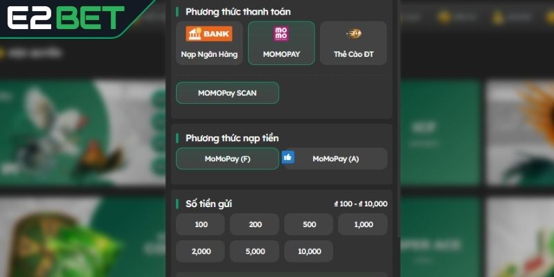 Lưu ý khi nạp tiền E2bet