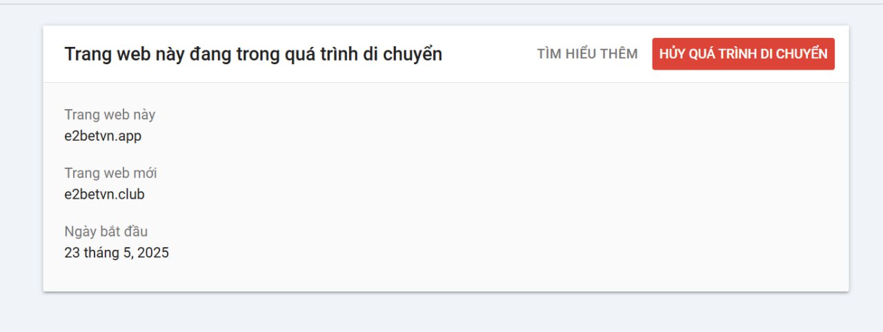 E2betvn.club là tên miền chính thức chuyển đổi từ E2betvn.app theo quy định 301 của Google Search Console